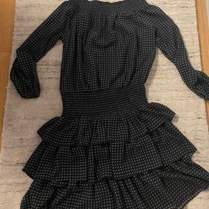 Michael Kors Blue Ruffle off the Shoulder Dress